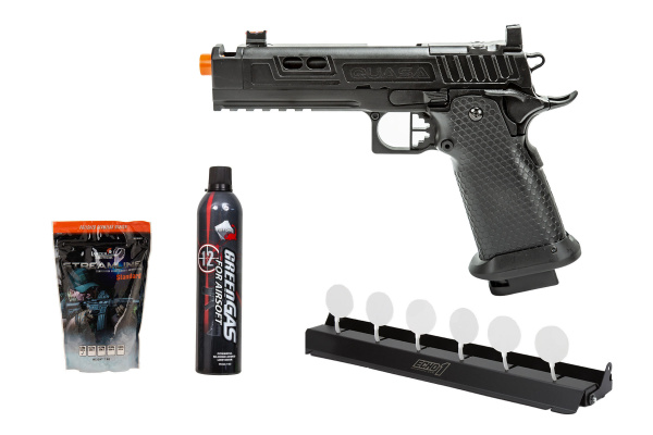 Plate Rack Challenge Package #12 ft. Echo 1 QUASA Gas Blowback Airsoft Pistol ( Black )