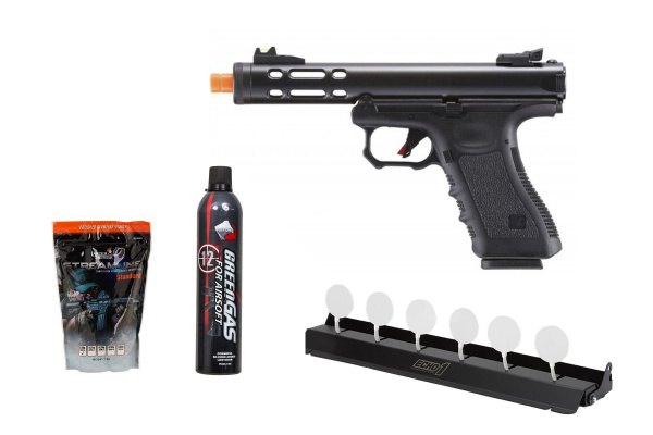 Plate Rack Challenge Package #15 ft. WE Tech Galaxy G Series Gas Blowback Airsoft Pistol ( Black )