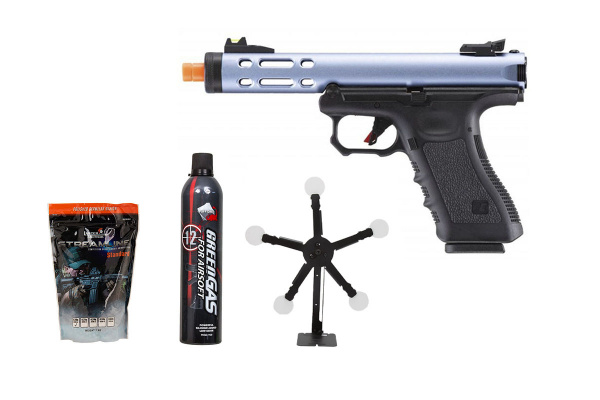 Texas Star Challenge Package #10 ft. WE Tech Galaxy G Series Gas Blowback Airsoft Pistol ( Blue )