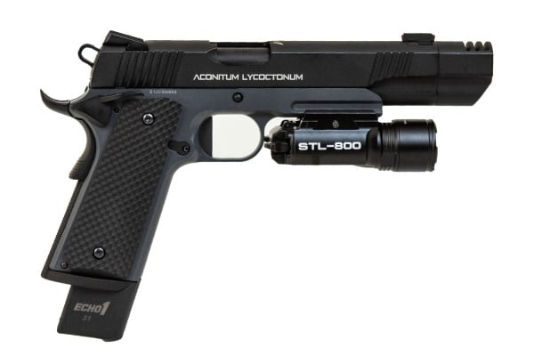 Echo 1 1911 Gas Blowback Wolfsbane Airsoft Pistol W/ Bravo STL800 Combo (Black)