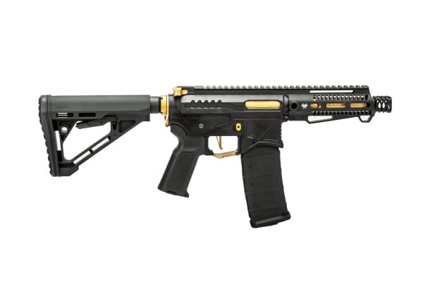 Zion Arms Full Metal R15 Short Barrel AEG Airsoft Rifle W/ ETU (Black & Gold)