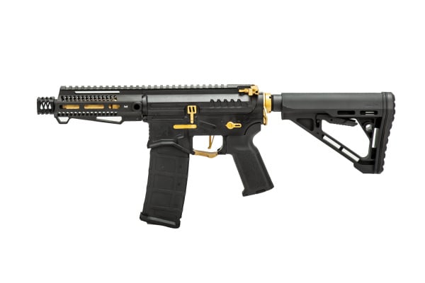 Zion Arms Full Metal R15 Short Barrel AEG Airsoft Rifle W/ ETU (Black & Gold)