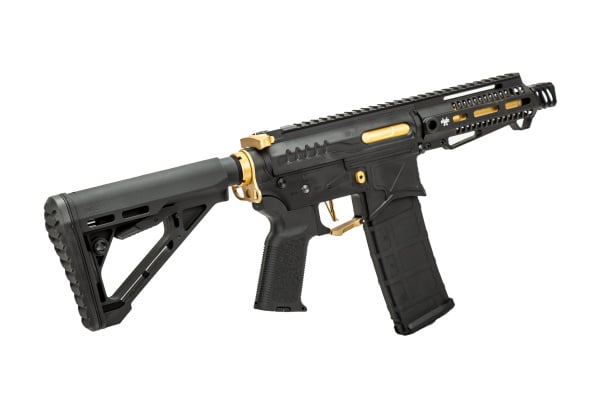 Zion Arms Full Metal R15 Short Barrel AEG Airsoft Rifle W/ ETU (Black & Gold)