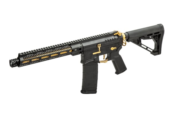 Zion Arms Full Metal R15 AEG Airsoft Rifle W/ ETU (Black & Gold)