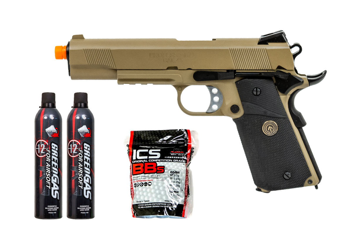 Gassed Up Player Package #14 ft. Double Bell 1911 CO2 Airsoft Pistol (  Black )
